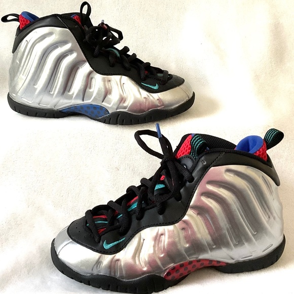 Nike Little Posite One PS Metallic Silver Dusty Cactus Kids Foamposite Sz 13C - Picture 3 of 14